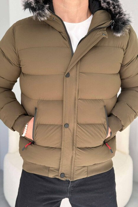 HOOD POCKET SIMPLE MAN PUFFER JACKET OLIVE/ULLI 