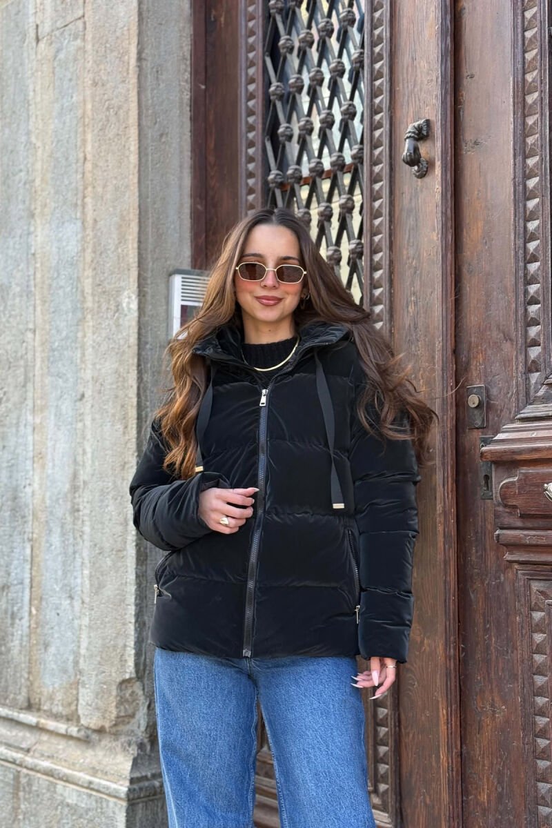 HOOD SIMPLE WOMEN PUFFER JACKET BLACK/ E ZEZE - 1