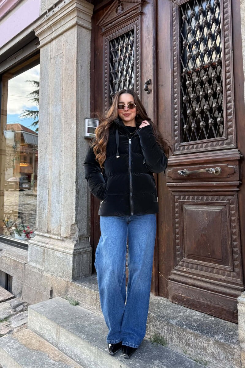 HOOD SIMPLE WOMEN PUFFER JACKET BLACK/ E ZEZE - 2