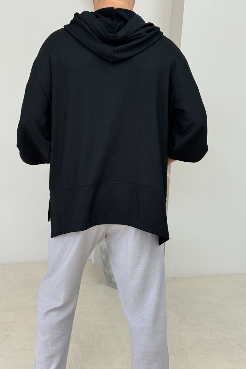 HOOD SMALL DETAIL ONE COLOR MEN T-SHIRT BLACK/ E ZEZE - 4