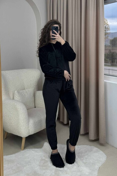 HOOD VELVET WOMEN SET BLACK/ E ZEZE 