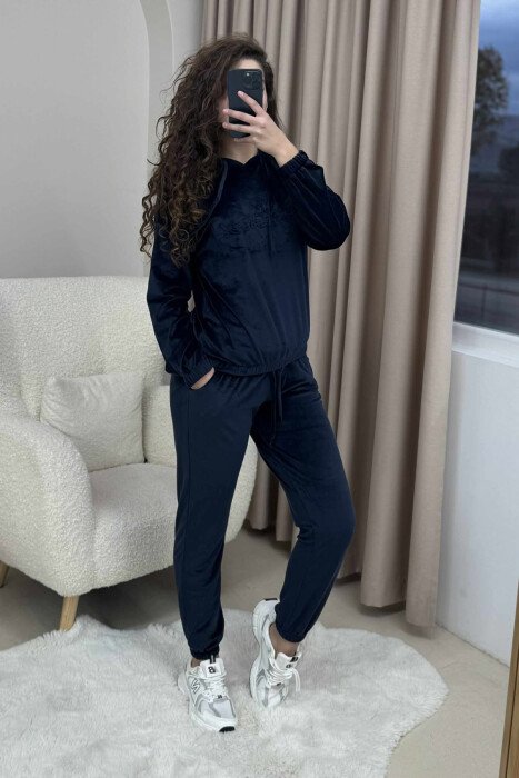 HOOD VELVET WOMEN SET BLUE/BLU - 1