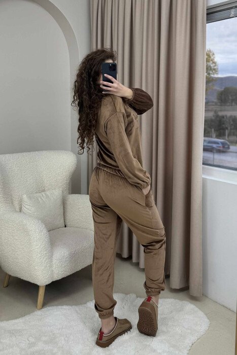 HOOD VELVET WOMEN SET BROWN/KAFE - 5