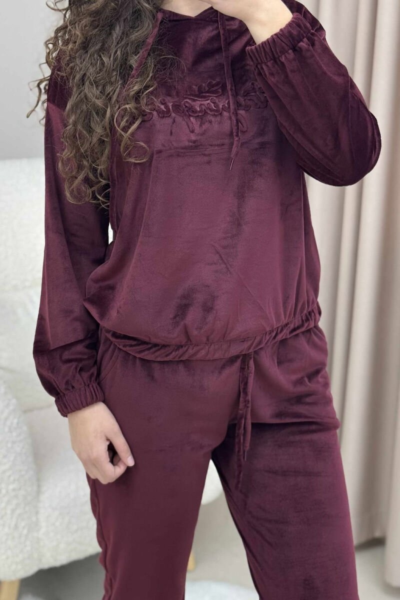 HOOD VELVET WOMEN SET BURGUNDY/VISHNJE - 2