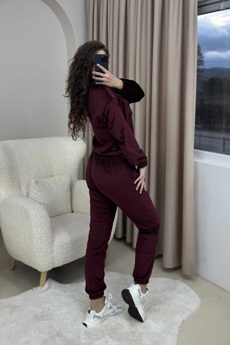 HOOD VELVET WOMEN SET BURGUNDY/VISHNJE - 3