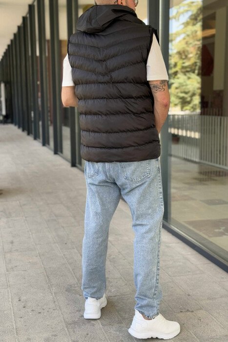 HOOD ZIPPER POCKET MEN VEST BLACK/ E ZEZE - 13