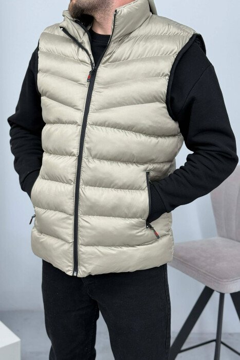 HOOD ZIPPER POCKET MEN VEST BRIGHT GREY/GRI E SHNDRITSHME - 4