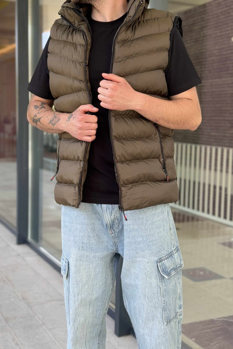HOOD ZIPPER POCKET MEN VEST GREEN/JESHILE - 1