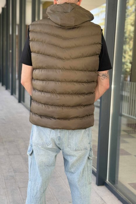 HOOD ZIPPER POCKET MEN VEST GREEN/JESHILE - 3