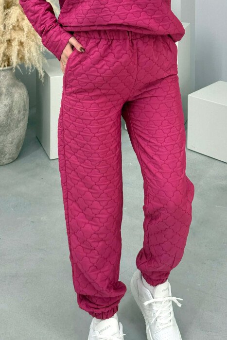HOOD ZIPPERED SWEATSHIRT+TROUSERS WOMEN SET FUCHSIA/CIKLAMI - 4