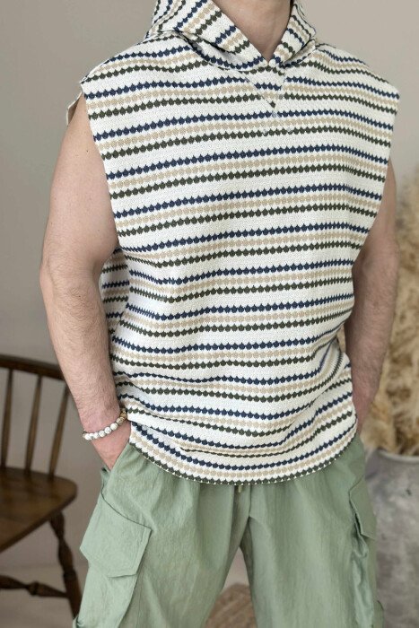 HOODED DESIGNED MEN TANK TOP MULTIPLE/SHNGJ - 1