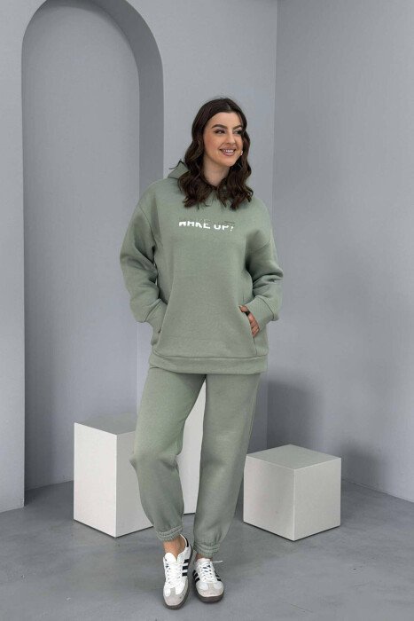 HOODED FLUFFY WOMEN SET MINT/MENTE - KLAUDIO FASHION