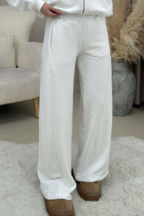 HOODED JACKET+SWEATPANTS ONE COLOR WOMEN SET WHITE-E BARDHE - 4
