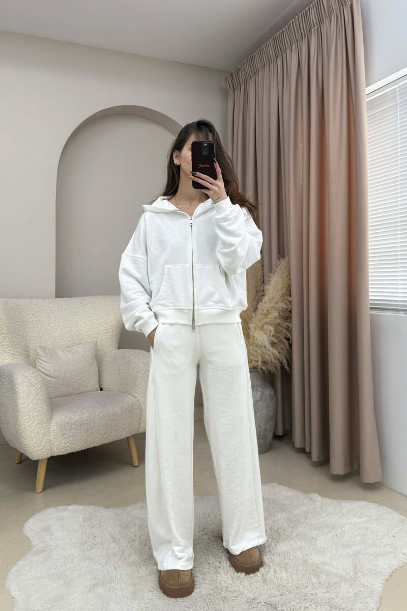 HOODED JACKET+SWEATPANTS ONE COLOR WOMEN SET WHITE-E BARDHE - 6