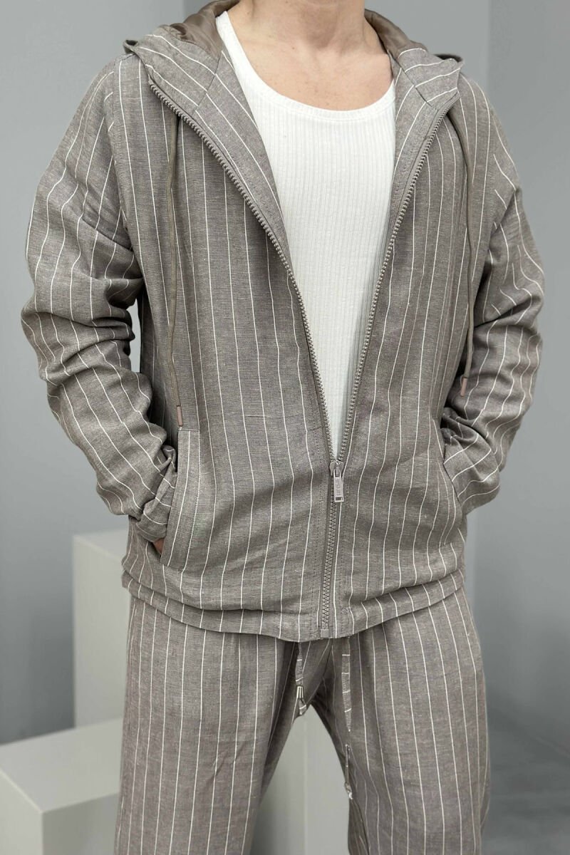 HOODED JACKET+TROUSERS STRIPED MEN SET GREY/GRI - 3
