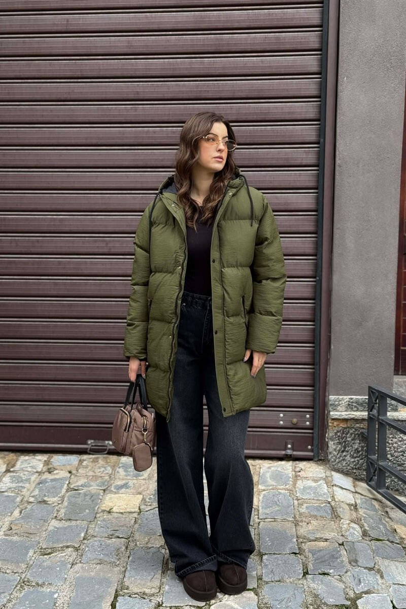 HOODED WOMEN PUFFER JACKET GREEN/JESHILE - 1
