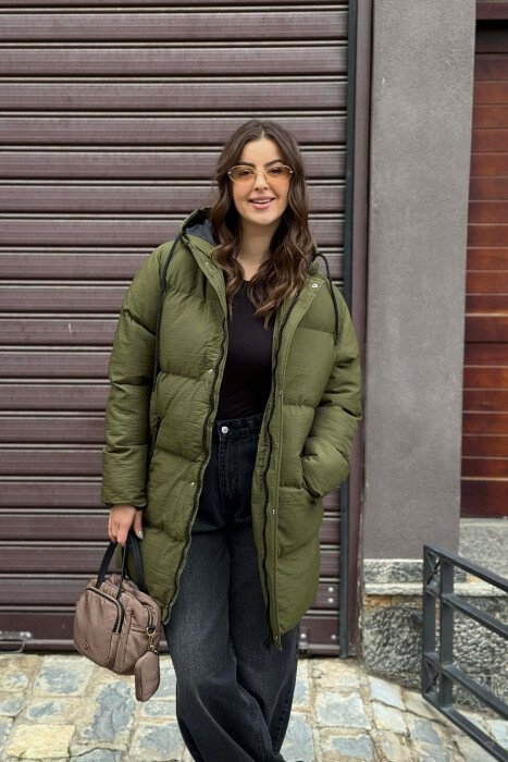 HOODED WOMEN PUFFER JACKET GREEN/JESHILE - 2