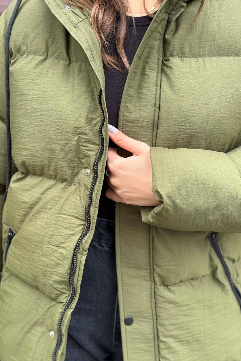 HOODED WOMEN PUFFER JACKET GREEN/JESHILE - 5