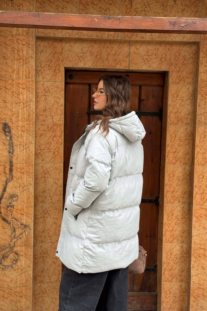 HOODED WOMEN PUFFER JACKET LIGHT GREY/GZ - 4