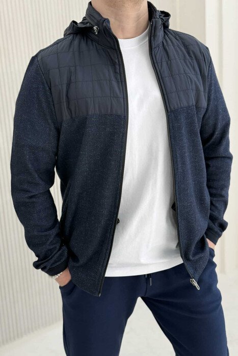 HOODED SIMPLE LIGHT MEN JACKET BLUE/BLU - 1