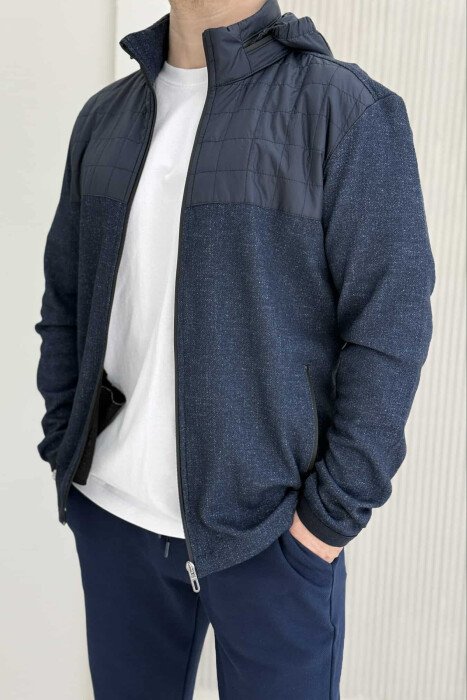 HOODED SIMPLE LIGHT MEN JACKET BLUE/BLU - 3