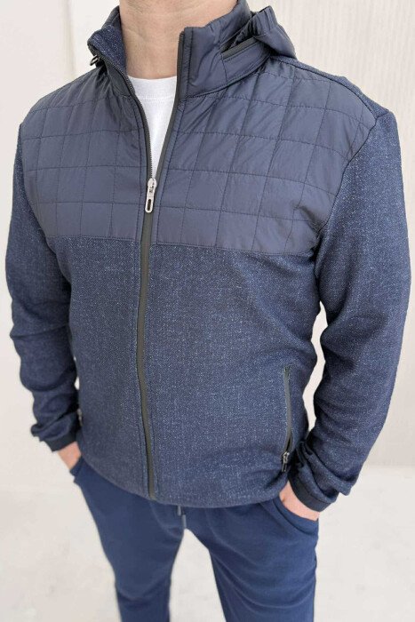 HOODED SIMPLE LIGHT MEN JACKET BLUE/BLU - 4
