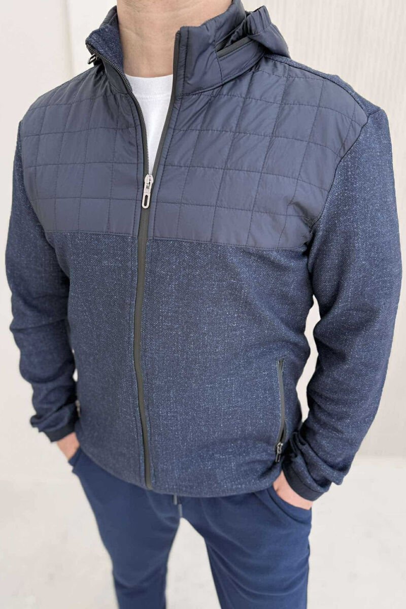 HOODED SIMPLE LIGHT MEN JACKET BLUE/BLU - 4
