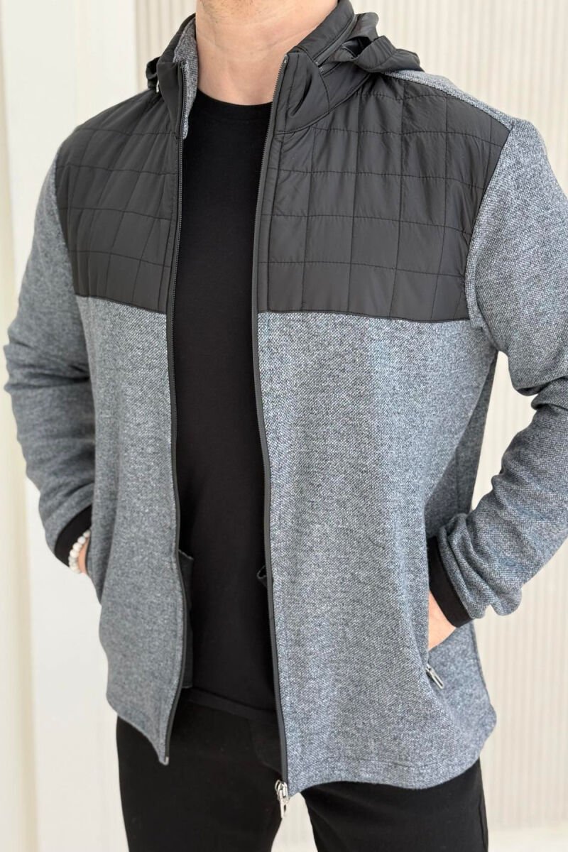 HOODED SIMPLE LIGHT MEN JACKET LIGHT GREY/GZ - 1