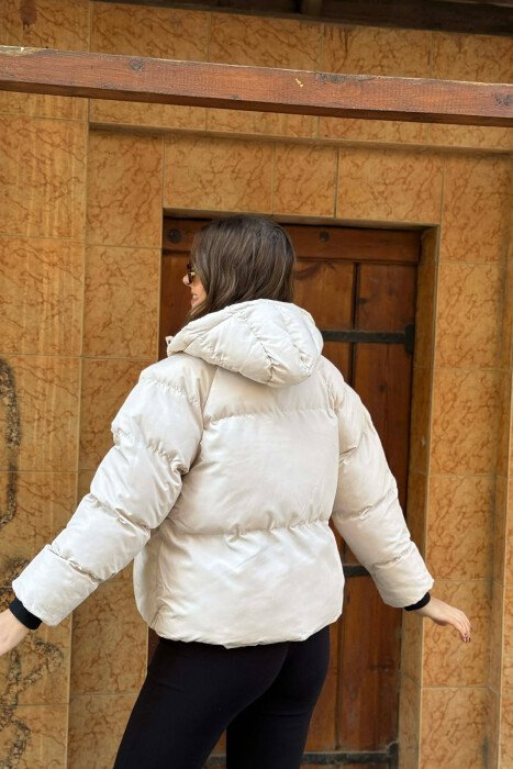 HOOD SIMPLE WOMEN PUFFER JACKET CREAM/KREM - 3