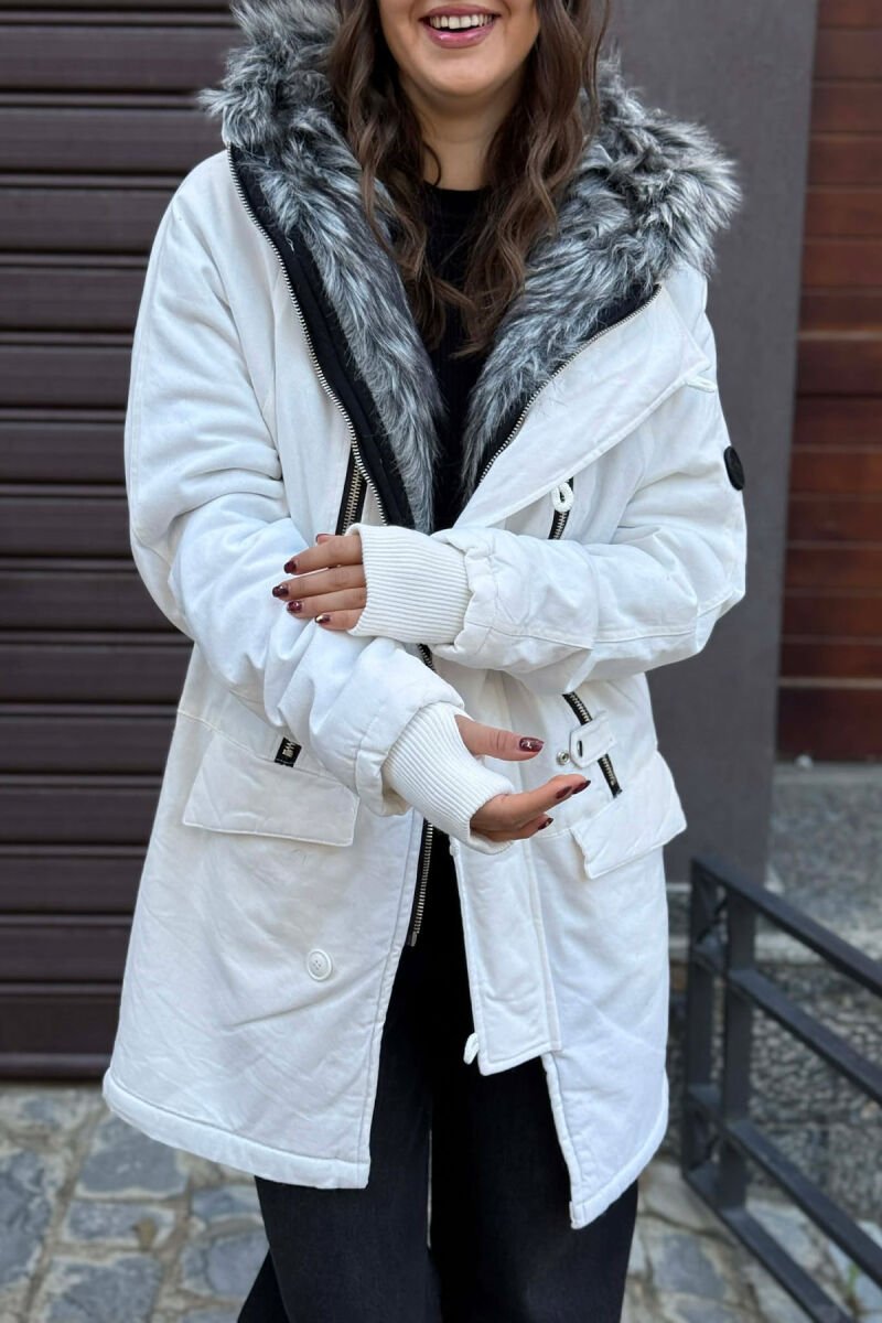 HOODED SIMPLE WOMEN PUFFER JACKET WHITE-E BARDHE - 4