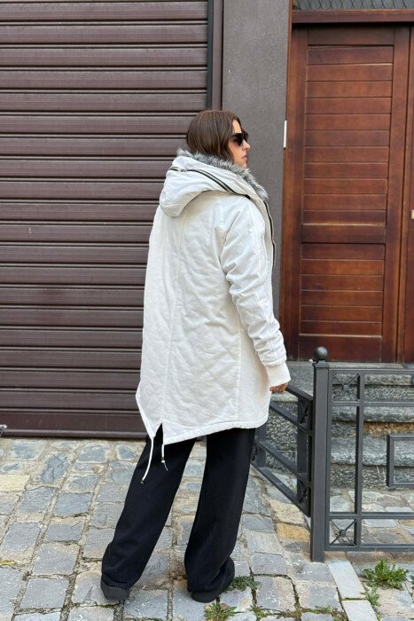 HOODED SIMPLE WOMEN PUFFER JACKET WHITE-E BARDHE - 7