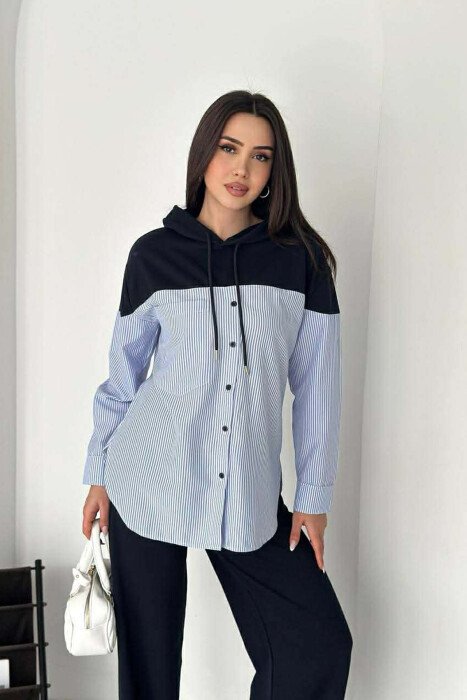 HOODED SWEATSHIRT + SWEATPANTS WOMAN SET BLUE/BLU - 2