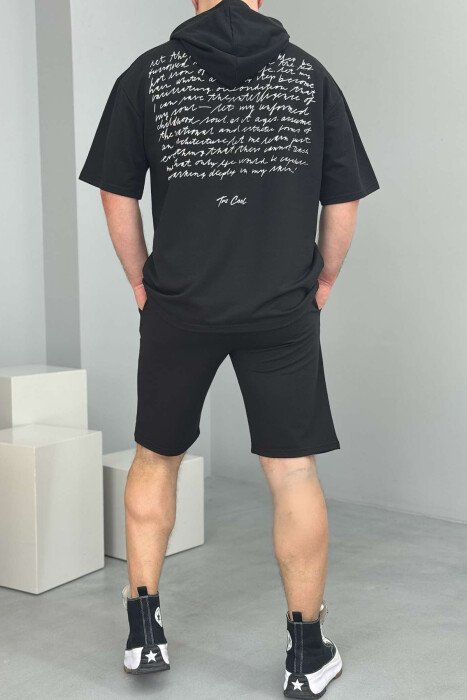 HOODED T-SHIRT+SHORT SWEATPANTS MEN SET BLACK/ E ZEZE - 3