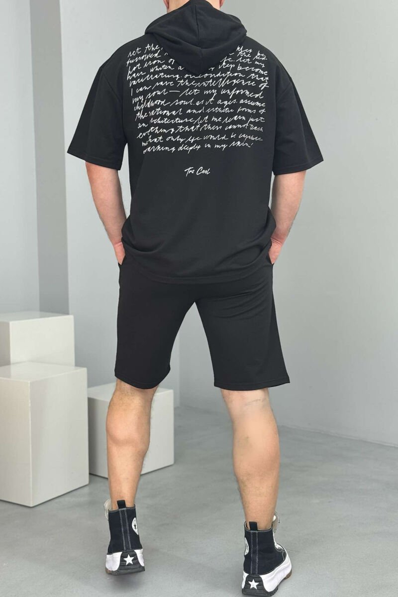 HOODED T-SHIRT+SHORT SWEATPANTS MEN SET BLACK/ E ZEZE - 3