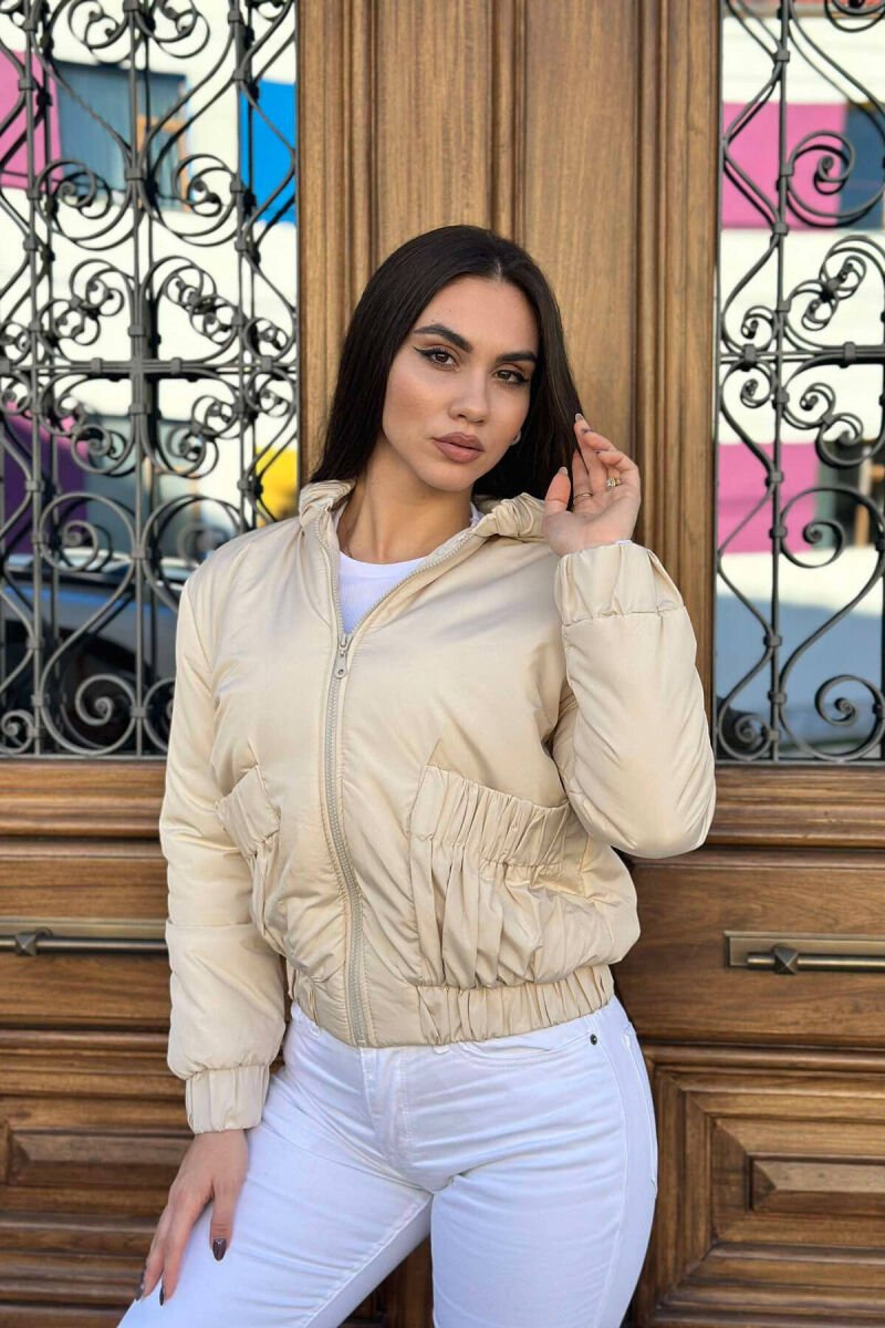 HOODED TWO POCKETS WOMAN JACKET BEIGE/BEZHE - 1