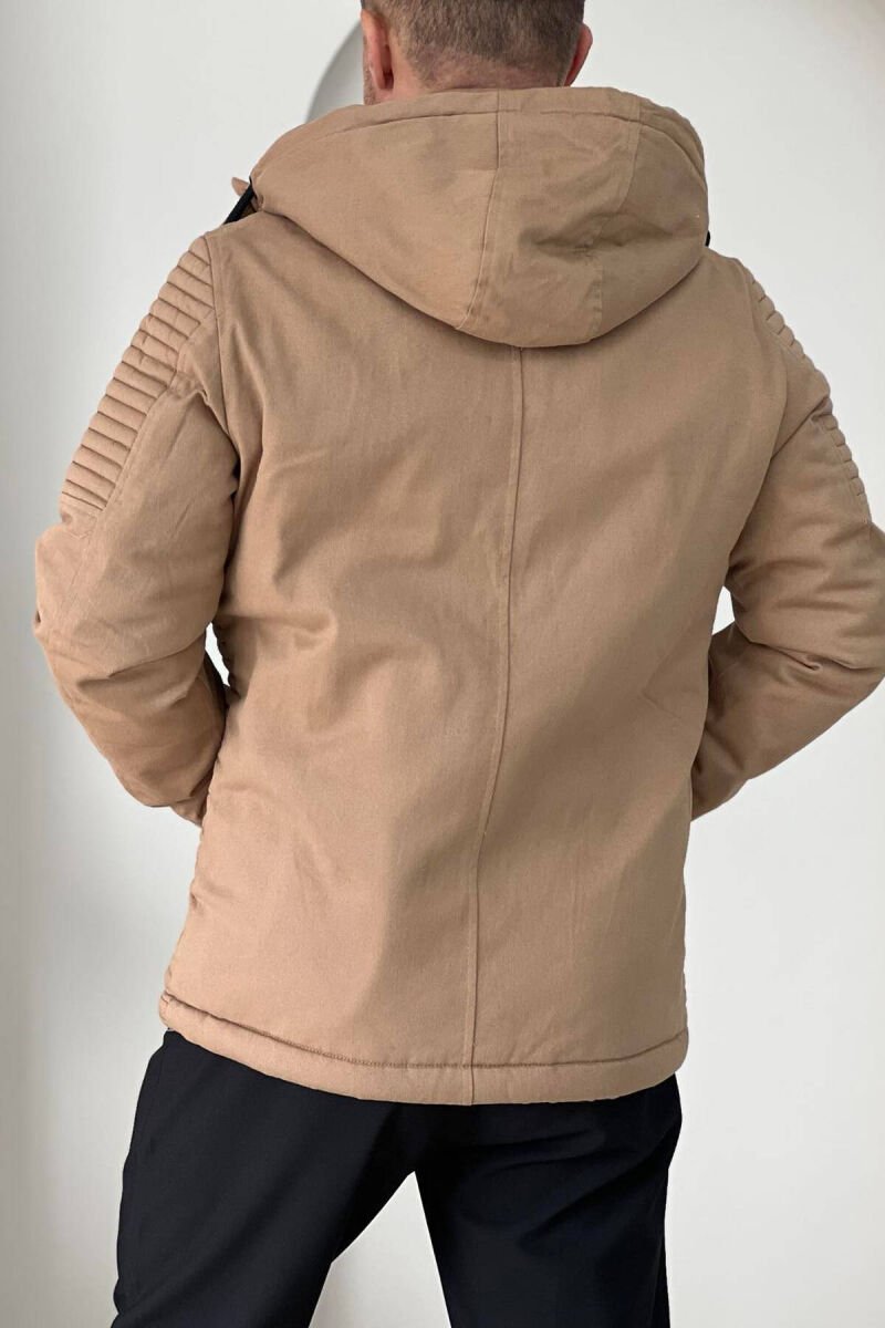 HOODED MEN PUFFER JACKET BEIGE/BEZHE - 4