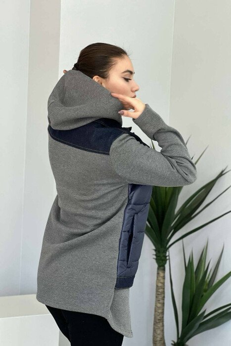 HOODED WOMEN JACKET GREY-BLUE/ GRBL - 6