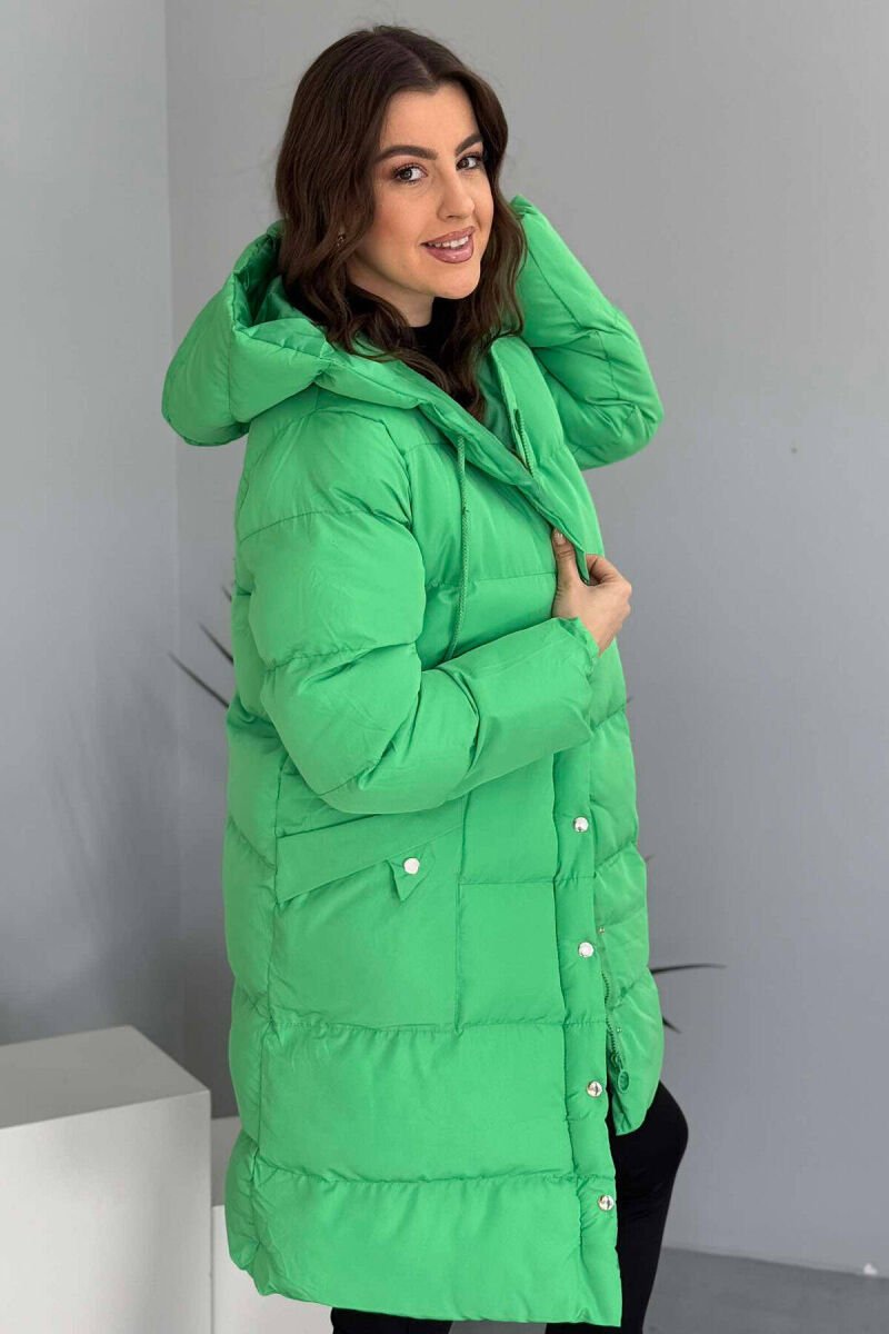 HOODED WOMEN PUFFER JACKET LIGHT GREEN/JEZB - 2