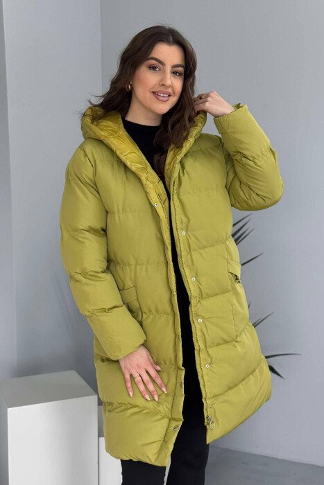 HOODED WOMEN PUFFER JACKET OLIVE/ULLI - KLAUDIO FASHION