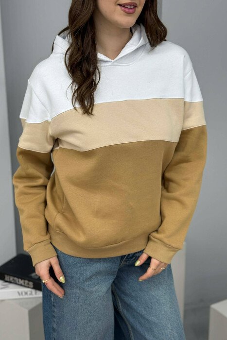 HOODIE E THJESHTE ME PUSH PER FEMRA NE NGJYRE BEZHE - 3