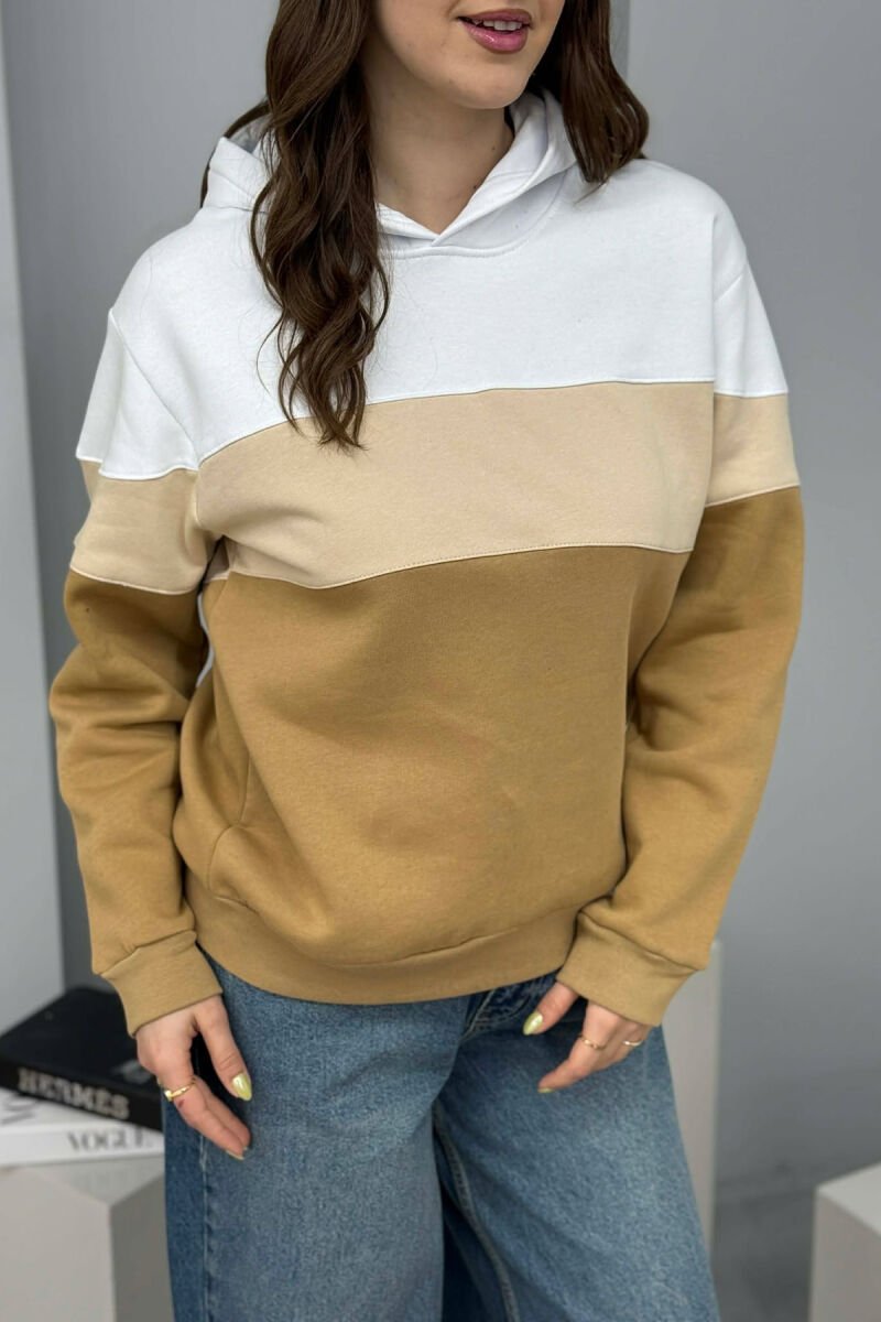 HOODIE E THJESHTE ME PUSH PER FEMRA NE NGJYRE BEZHE - 3