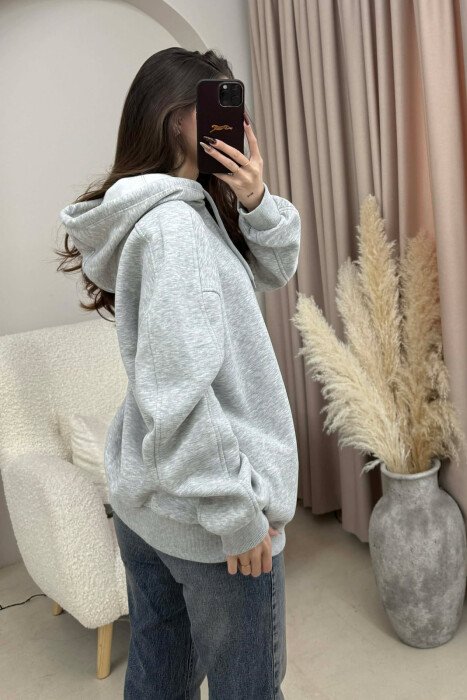 HOODIE E THJESHTE NJE NGJYRESHE PER FEMRA NE NGJYRE GRI TE ZBARDHUR - 4