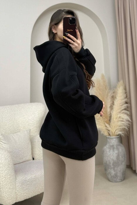 HOODIE E THJESHTE NJE NGJYRESHE PER FEMRA NE NGJYRE TE ZEZE - 4