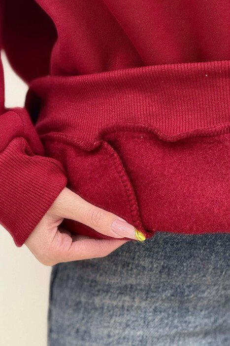 HOODIE E THJESHTE NJE NGJYRESHE PER FEMRA NE NGJYRE VISHNJE - 4