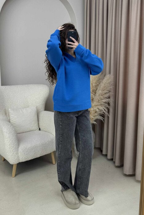 HOODIE E THJESHTË PËR FEMRA NË NGJYRËN BLU - 2
