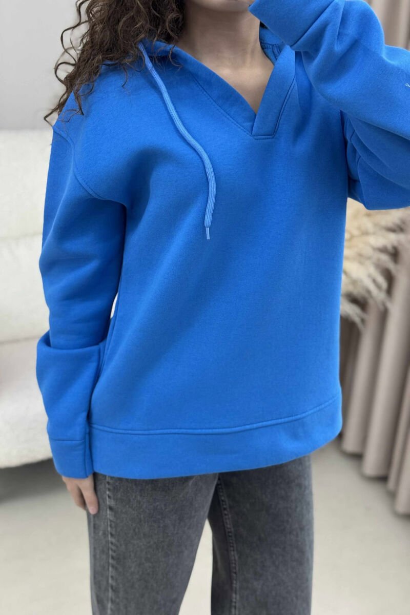 HOODIE E THJESHTË PËR FEMRA NË NGJYRËN BLU - 3