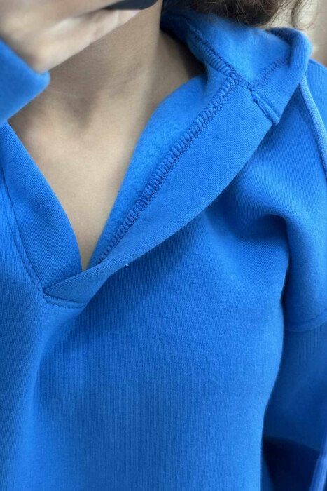 HOODIE E THJESHTË PËR FEMRA NË NGJYRËN BLU - 4