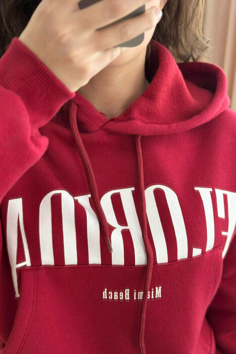 HOODIE FLORIDA FOR WOMEN IN WHITE COLOR BURGUNDY/VISHNJE - 5