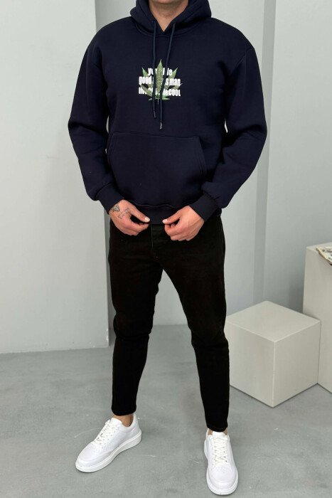 HOODIE ME IMAZH PARA&PAS DHE PUSH PER MESHKUJ NE NGJYRE BLU TE ERRET - 2