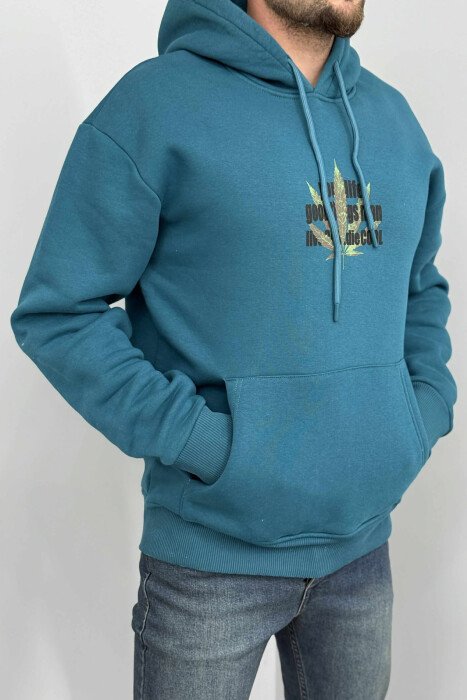 HOODIE ME IMAZH PARA&PAS DHE PUSH PËR MESHKUJ NË NGJYRË GURKALI - 2